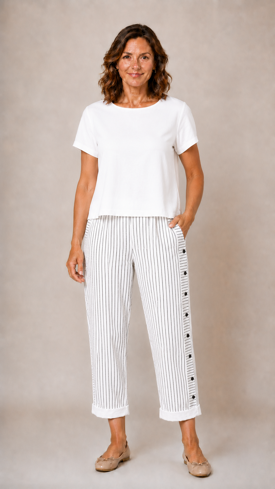 Inaya™ Seabreeze Stripe Button Trousers